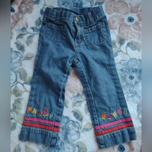 Gymboree Blue Jeans with Floral and Stripe Accents